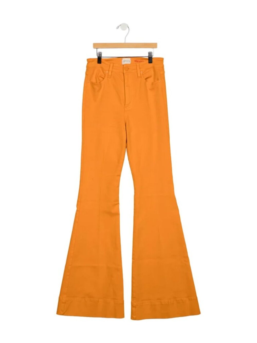 Alice + Olivia Dylan Flare Jeans Orange 27 High Rise 28.5 Inseam Petite Cropped - Picture 2 of 9